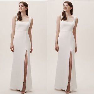 BHLDN Adena dress Ivory, square neck bridal classic minimalist